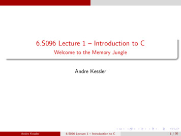 Lecture 1: Introduction To C - MIT OpenCourseWare