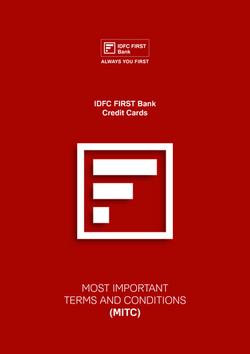 MOST IMPORTANT TERMS AND CONDITIONS (MITC) - IDFC FIRST Bank