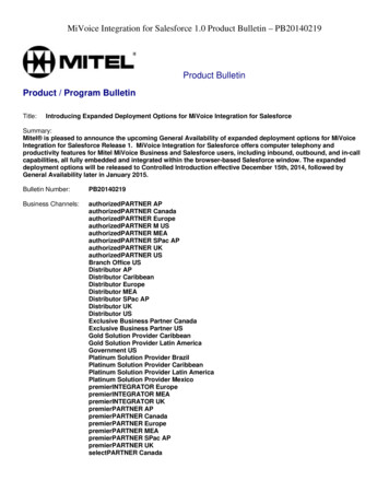 MiVoice Integration For Salesforce 1.0 Product Bulletin - PB20140219
