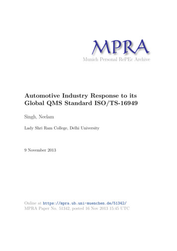Automotive Industry Response To Its Global QMS Standard .