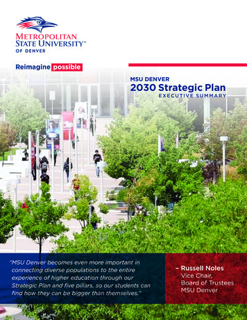 MSU DENVER 2030 Strategic Plan