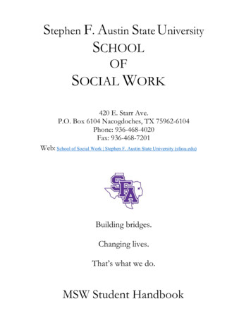 Stephen F Austin State University SCHOOL OF SOCIAL WORK