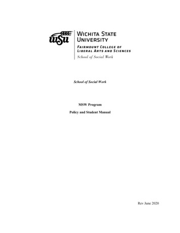 MSW Program Policy And Student Manual - Wichita.edu