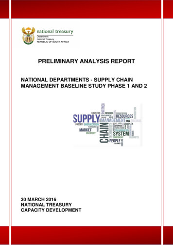 National Government Departments Supply Chain Management Baseline Study .