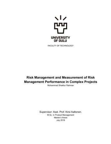 Risk Management And Measurement Of Risk Management Performance . - Oulu