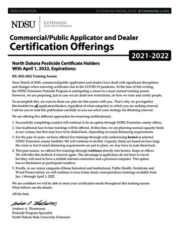 Commercial/Public Applicator And Dealer Certification Offerings