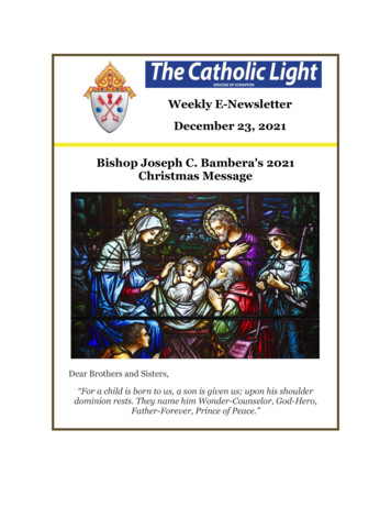 Weekly E-Newsletter December 23, 2021 Bishop Joseph C .