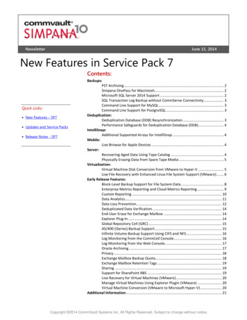 CommVault Simpana 10 - New Features In Service Pack 7