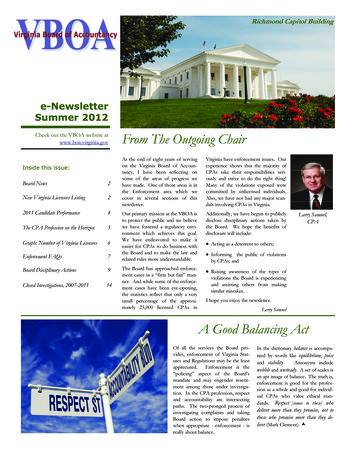 E-Newsletter Summer 2012 - Virginia Board Of Accountancy