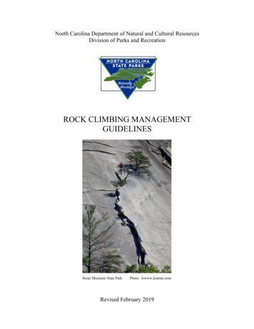 ROCK CLIMBING MANAGEMENT GUIDELINES - NC