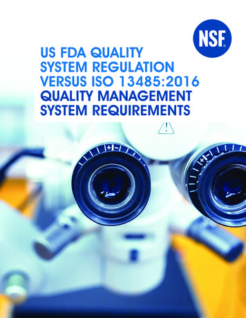 US FDA System Regulation Vs. ISO 13485:2016 Quality .
