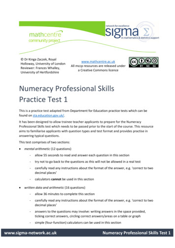 Numeracy Professional Skills Practice Test 1