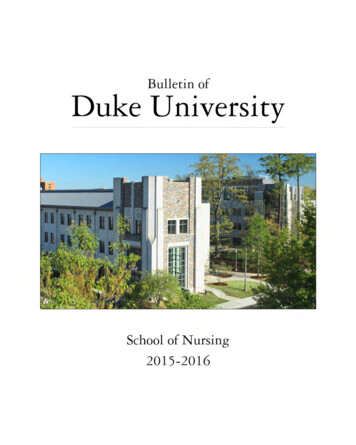 2015-16 Duke University School Of Nursing Bulletin
