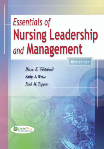 Essentials Of Nursing Leadership Management