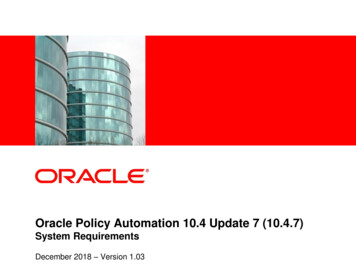 Oracle Policy Automation 10.4 Update 7 (10.4.7) System Requirements