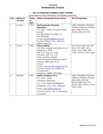 I.g.n.o.u. International Division List Of Approved Overseas Study .