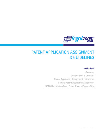 PATENT APPLICATION ASSIGNMENT & GUIDELINES