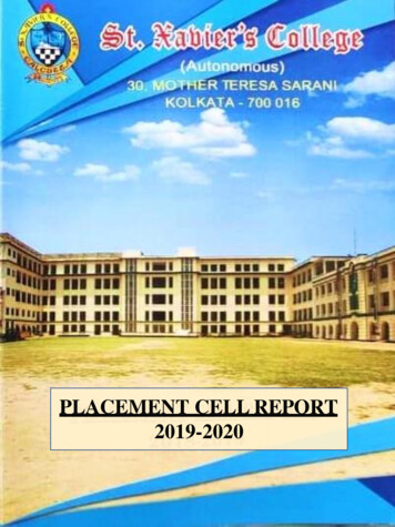 PLACEMENT CELLREPORT 2019-2020 - St. Xavier's College, Kolkata