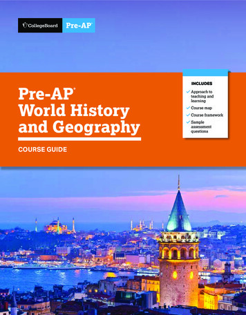 Pre-AP World History And Geography Course Guide