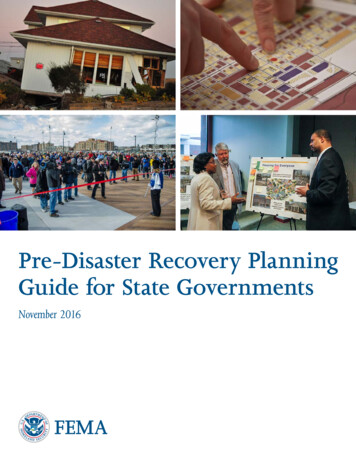 Pre-Disaster Recovery Planning Guide For State Governments