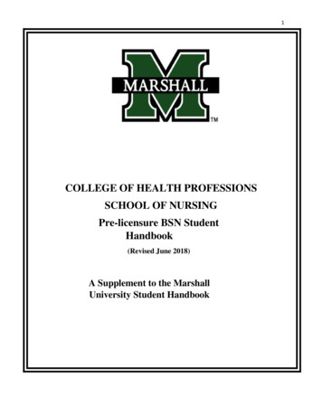 Pre-Licensure BSN Handbook - Marshall University