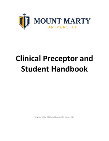 Clinical Preceptor And Student Handbook