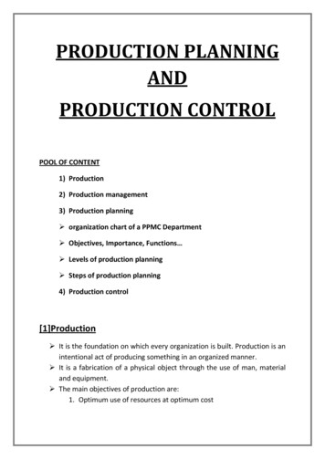 PRODUCTION PLANNING AND PRODUCTION CONTROL