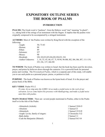 EXPOSITORY OUTLINE SERIES THE BOOK OF PSALMS