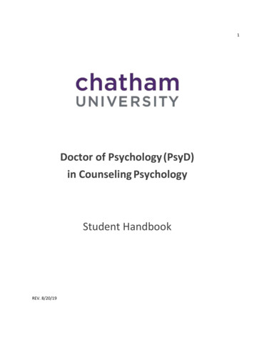 Doctor Of Psychology(PsyD) In CounselingPsychology