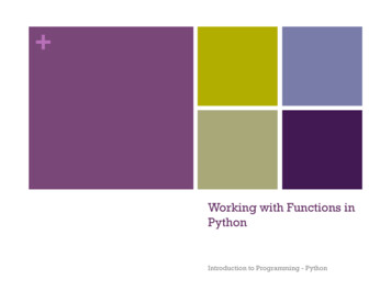 Working With Functions In Python - New York University