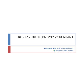 KOREAN 101: ELEMENTARY KOREAN I - Cornell University