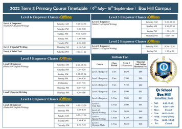 2022 Term 3 Primary Course Timetable 9th July- 16th . - QS SCHOOL