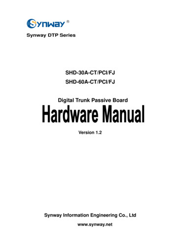 SHD-30A-CT/PCI/FJ SHD-60A-CT/PCI/FJ Digital Trunk Passive . - Synway 