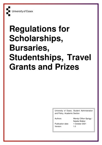 Regulations For Scholarships, Bursaries, Studentships, Travel Grans And .