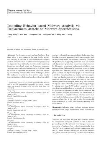Impeding Behavior-based Malware Analysis Via Replacement .