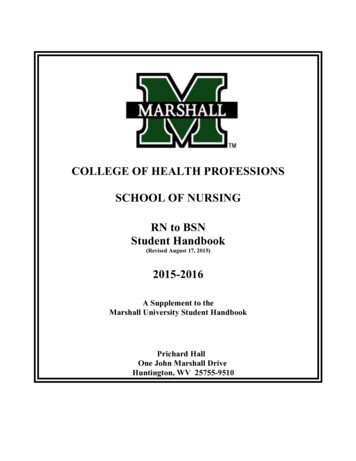 COLLEGE OF HEALTH PROFESSIONS SCHOOL OF NURSING RN To BSN Student Handbook