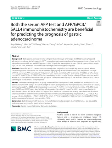 Both The Serum AFP Test And AFP/GPC3/SALL4 Immunohistochemistry Are .