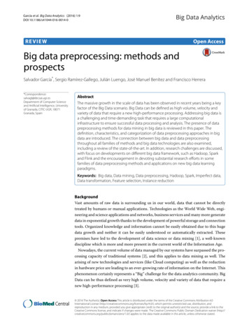 REVIEW OpenAccess Bigdatapreprocessing:methodsand . - Big Data Analytics