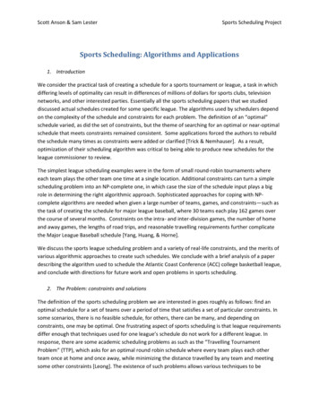 Sports Scheduling: Algorithms And Applications