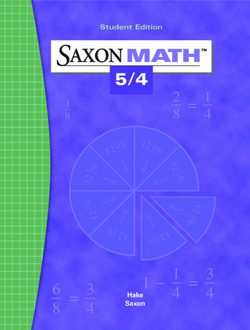 Student Edition SAXON MATH - SharpSchool