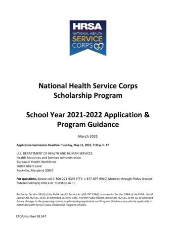School Year 2021-2022 Application And Program Guidance