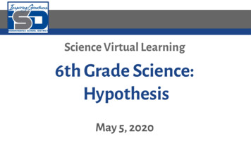 Science Virtual Learning 6th Grade Science: Hypothesis