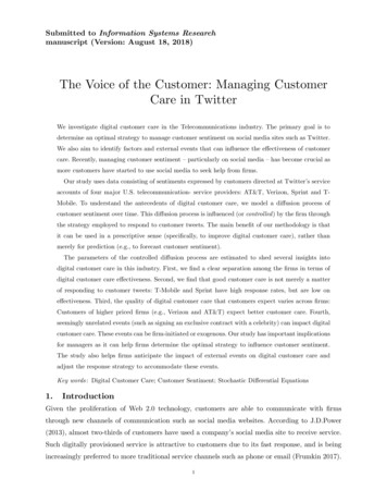 The Voice Of The Customer: Managing Customer Care In Twitter