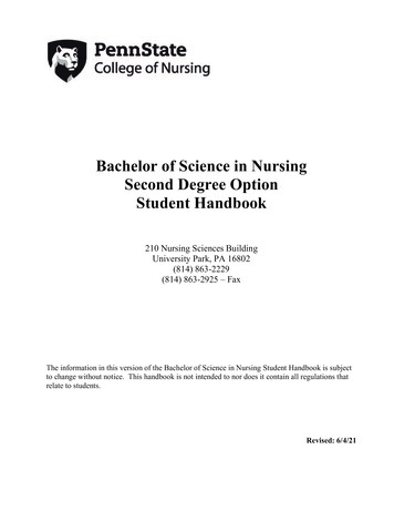 Bachelor Of Science In Nursing Second Degree Option Student Handbook