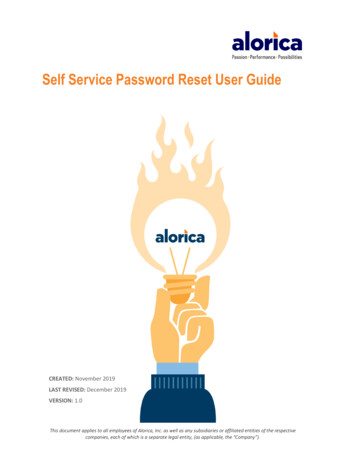 Self Service Password Reset User Guide - Alorica