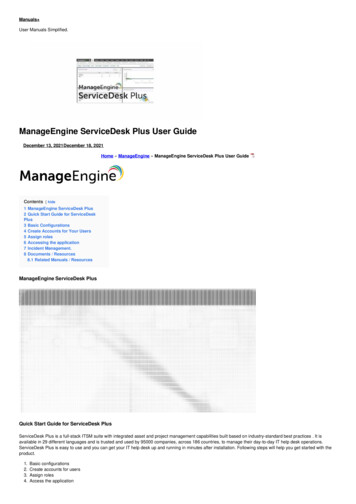 ManageEngine ServiceDesk Plus User Guide - Manuals 