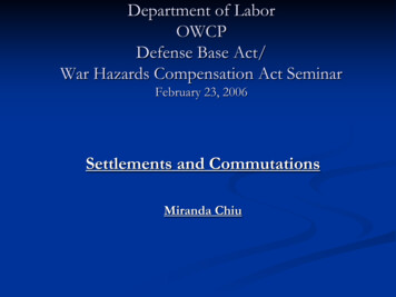 Department Of Labor OWCP Defense Base Act Workshop - DOL
