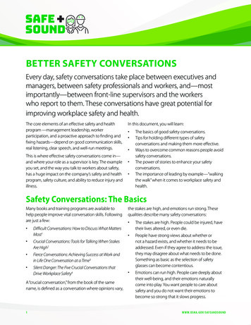 Better Safety Conversations - Occupational Safety And .