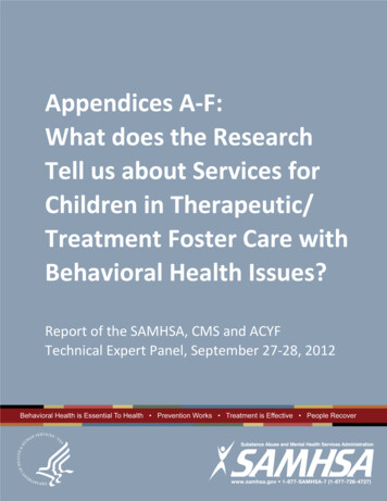 Appendices A-F: What Does The Research Tell Us About Services For .
