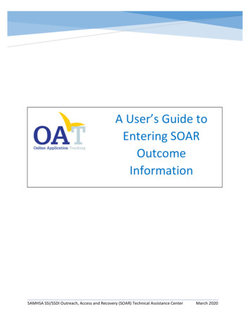 A User's Guide To Entering SOAR Outcome Information